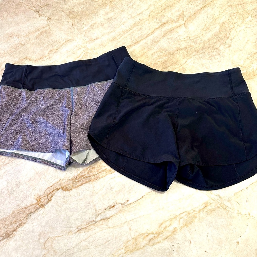 Great condition Lululemon Mid-rise Speed Up shorts, size 4, 4-inch length